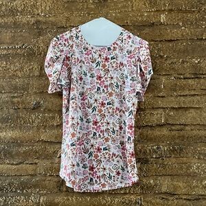 Floral Print Puff Sleeve Women's Top